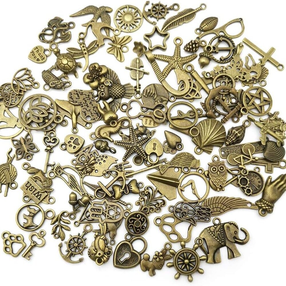 100pcs Bulk Lots Mini Antique Bronze Charms for Jewelry Making Supplies DIY Craf